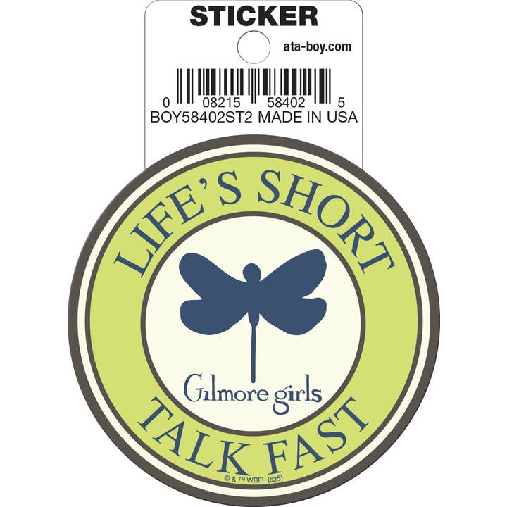 Ata-Boy Stickers: Die Cut Vinyl Sticker - 3" - Gilmore Girls - Life's Short Talk Fast