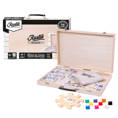 Rustik Deluxe Wood Case: Mexican Train Game