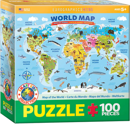 Puzzle: Educational Charts for Kids - Illustrated Map of the World