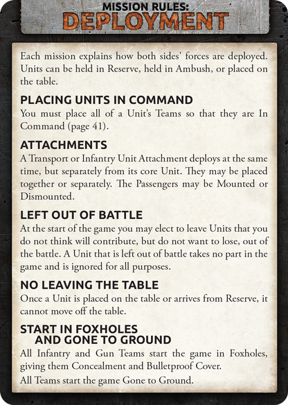 Flames of War: Mission Cards
