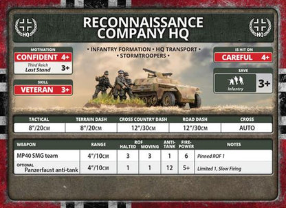 Flames of War: German Armoured Reconnaissance Company HQ (Late War)